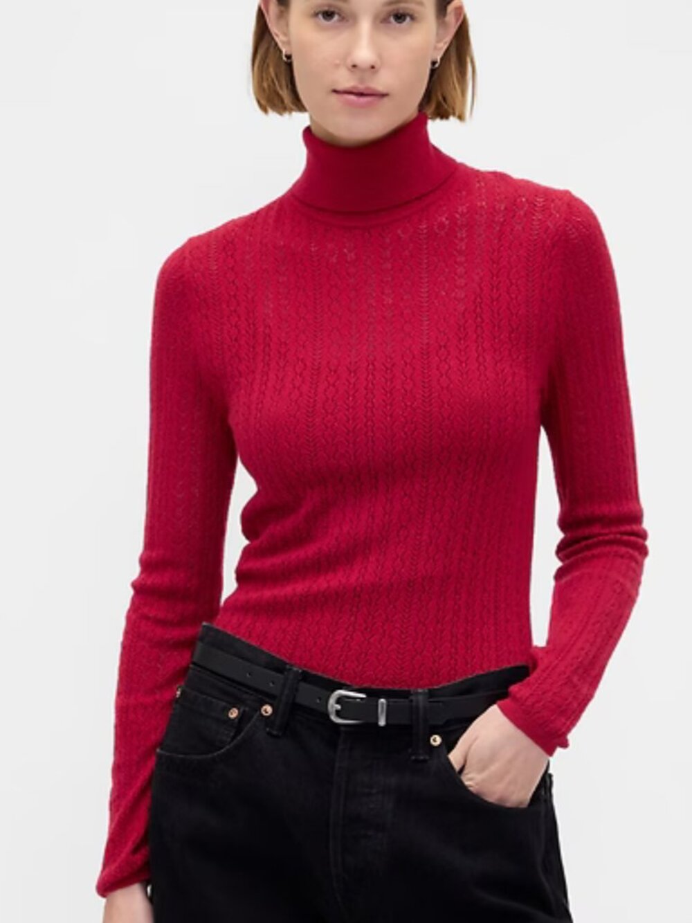 GAP Sled Red Pointelle Turtleneck Sweater/NWT/LARGE